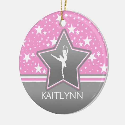 あなたの名前のピンクの星間のダンサー セラミックオーナメント (左)