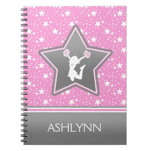 あなたの名前のピンクの星間のチアリーダー ノートブック (正面)