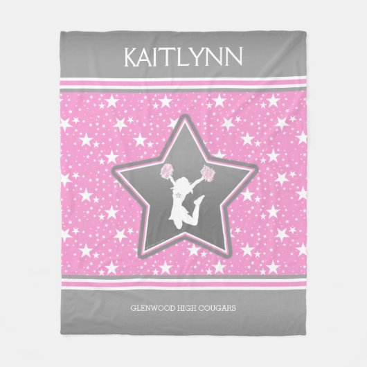 あなたの名前のピンクの星間のチアリーダー フリースブランケット (正面)