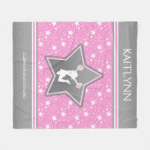 あなたの名前のピンクの星間のチアリーダー フリースブランケット (正面(横))