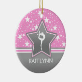 あなたの名前のピンクの星間の体操 セラミックオーナメント (右)