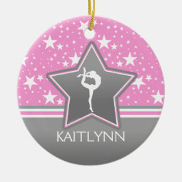 あなたの名前のピンクの星間の体操 セラミックオーナメント