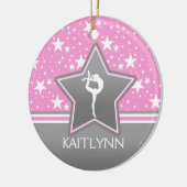 あなたの名前のピンクの星間の体操 セラミックオーナメント (左)