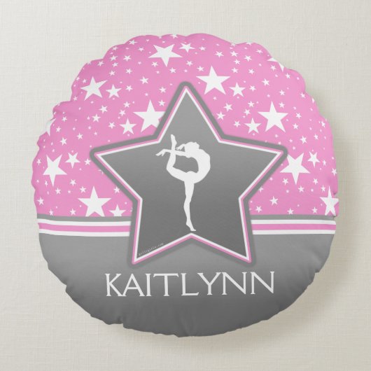 あなたの名前のピンクの星間の体操 ラウンドクッション (正面)