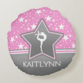 あなたの名前のピンクの星間の体操 ラウンドクッション (裏面)