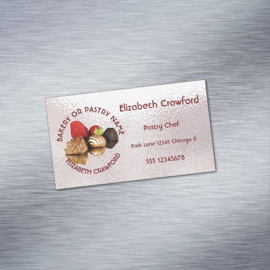 あなたの名前のベーカリーかペストリーの菓子のケーキの店 マグネット名刺 (インサイチュ)