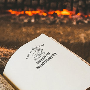 あなたの名前のライブラリからのドクロ本の栞 ラバースタンプ