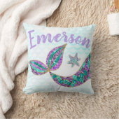 あなたの名前の人魚のグリッターの尾、 クッション (ブランケット)