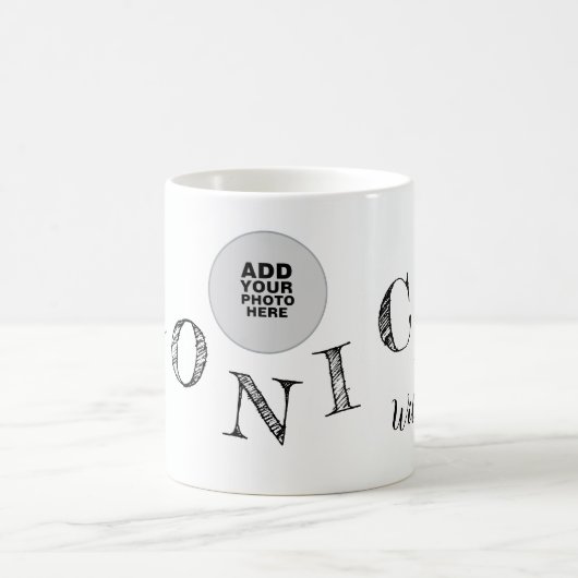 あなたの名前の写真の手書きカッコいい文字 コーヒーマグカップ (中央)