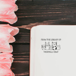 あなたの名前の図書館から かわいいネコたち ラバースタンプ