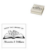 あなたの名前の図書館 開いた本の花 ラバースタンプ (押印)