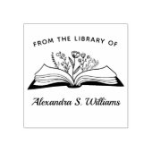 あなたの名前の図書館 開いた本の花 ラバースタンプ (インプリント)