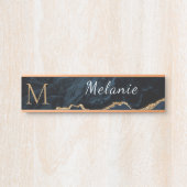 あなたの名前の手紙Agateブルー金ゴールド大理石のドアの看板 サインプレート (正面)