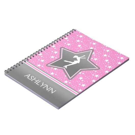 あなたの名前の星のピンクの中のフィギュアスケート選手 ノートブック (左側)