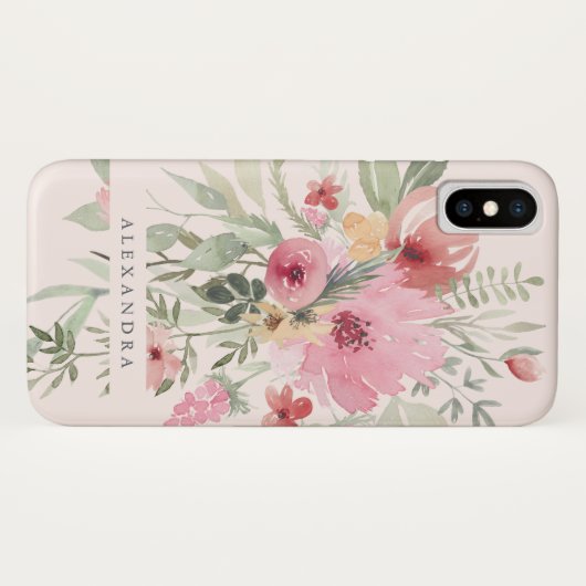 あなたの名前の春の花柄|の水彩画の花 Case-Mate iPhoneケース (裏面(横))