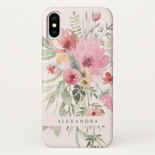 あなたの名前の春の花柄|の水彩画の花 Case-Mate iPhoneケース (裏面)