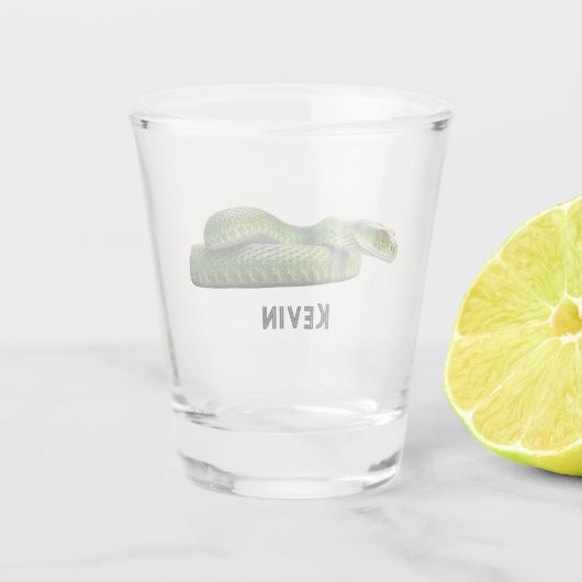 あなたの名前の毒のある緑色のヘビ ショットグラス (裏面)
