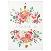 あなたの名前の美しい水彩画の花柄 クリップボード (裏面)