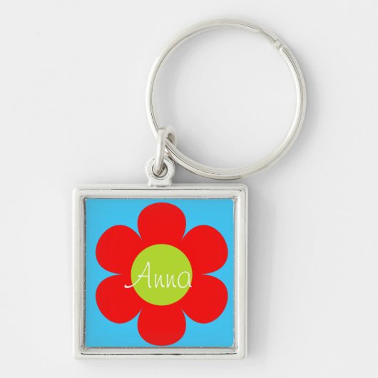 あなたの名前の赤い花のkeychain キーホルダー (正面)