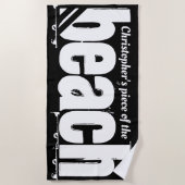 あなたの名前の部分のビーチおもしろい白黒 ビーチタオル (正面)