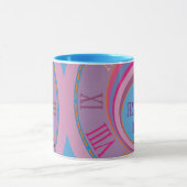 あなたの名前の醸造。クロックピンクパープルブルーオレンジ マグカップ (中央)