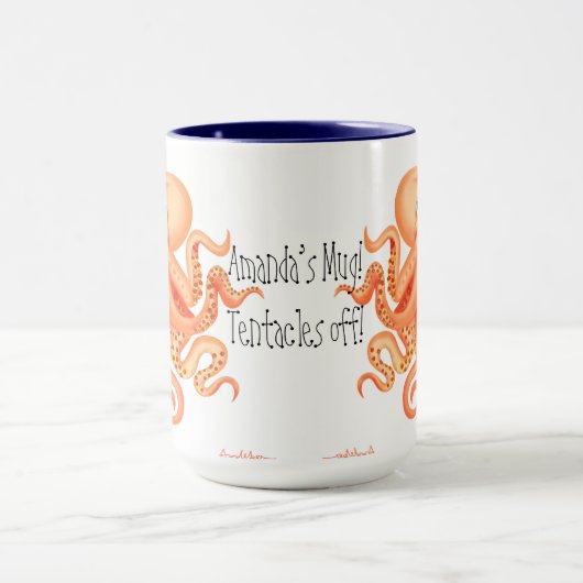 あなたの名前はかわいいオレンジのタコに触れる マグカップ (中央)