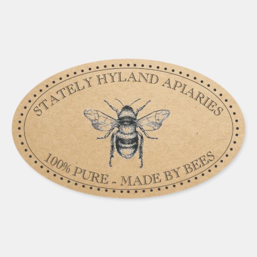 あなたの名前はこちらクラフトヴィンテージハニージャールオーバルラベル 楕円形シール (正面)