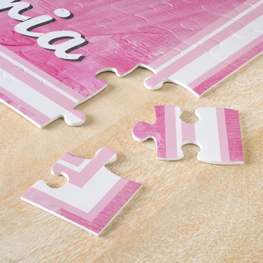 あなたの名前はこちらピンクバレリーナダンサーガールパズル ジグソーパズル (側面)