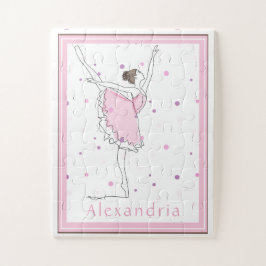 あなたの名前はこちらピンクバレリーナ水玉模様パズル ジグソーパズル