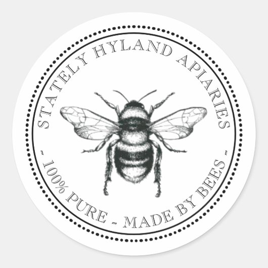 あなたの名前はこちらヴィンテージハニージャーのふたラベル2 ラウンドシール (正面)