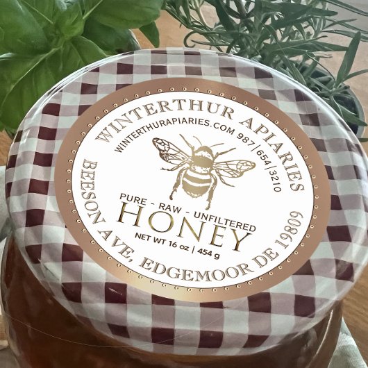 あなたの名前はこちら編集可能な金ゴールドハニージャガービーラベル ラウンドシール