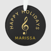 あなたの名前はこちら黒と金ゴールドのトレブルクレフ、 音符記号 オーナメント (正面)