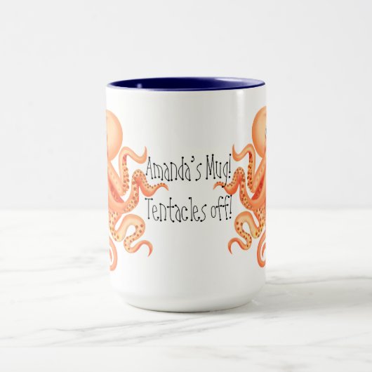 あなたの名前は可愛いオレンジ色のタコを引き付ける マグカップ (中央)