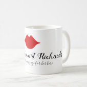 あなたの名前は手書き+赤い唇+メッセーカスタムジ コーヒーマグカップ (正面右)