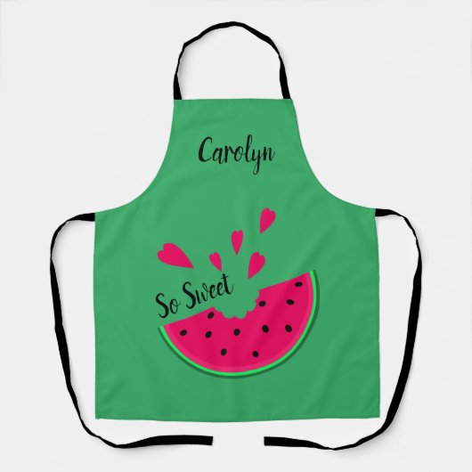 あなたの名前は甘いスイカとハートバレンタイン エプロン (正面)