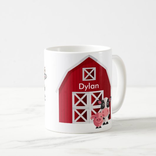 あなたの名前は赤い納屋とファーム動物の子供マグ コーヒーマグカップ (正面右)