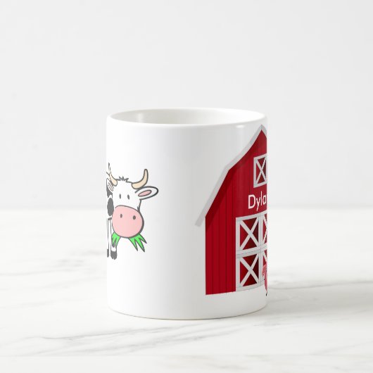 あなたの名前は赤い納屋とファーム動物の子供マグ コーヒーマグカップ (中央)