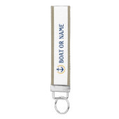 あなたの名前またはボートいかり金ゴールドローレルブルーホワイト リストバンドキーホルダー (鍵ボトム)