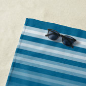 あなたの名前またはボートシーホースアクアブルー白ストライプ色 ビーチタオル (インサイチュ)