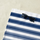 あなたの名前またはボート名シーホース青ストライプの白 ビーチタオル (インサイチュ)