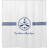 あなたの名前またはボート航海のいかり&クロスされたオール シャワーカーテン (正面)