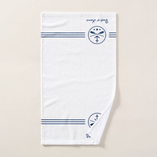 あなたの名前またはボート航海のいかり&クロスされたオール バスタオルセット (ハンドタオル)