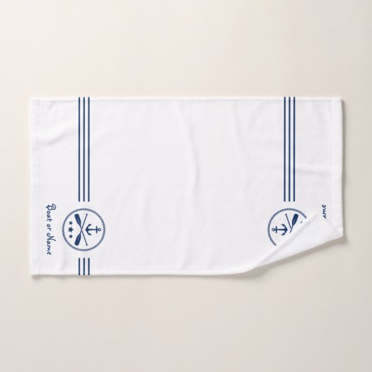 あなたの名前またはボート航海のいかり&クロスされたオール バスタオルセット (ハンドタオル)