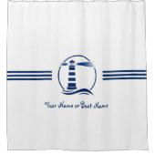 あなたの名前またはボート航海のクラシックの灯台 シャワーカーテン (正面)