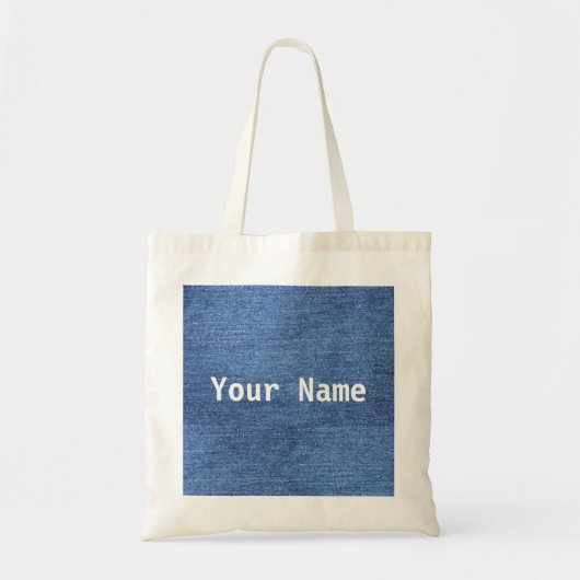 あなたの名前またはメッセージが付いているカスタムなデニムのトート トートバッグ (正面)