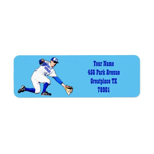 あなたの名前またはモノグラムのリターンを持つ野球選手 ラベル (正面)