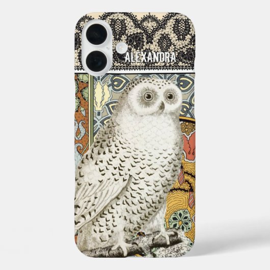 あなたの名前または引用文フクロウフローラダマスク Case-Mate iPhoneケース (裏面)