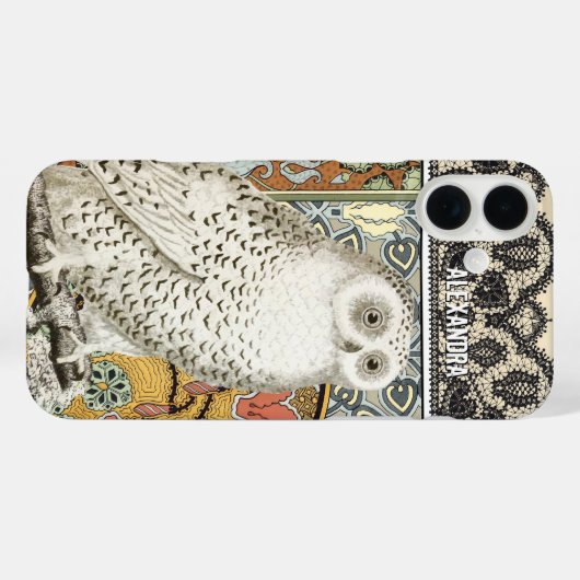 あなたの名前または引用文フクロウフローラダマスク Case-Mate iPhoneケース (裏面 (横))