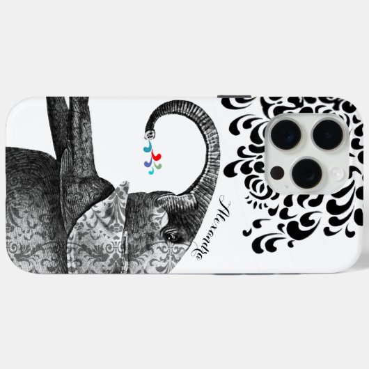 あなたの名前または引用文ブラックヒンディパターンエレファント Case-Mate iPhoneケース (裏面 (横))