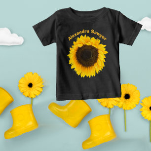 あなたの名前または短い引用文ひまわり ベビーTシャツ